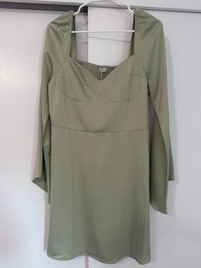 Kori Sage Green Long Sleeve Sweetheart Dress